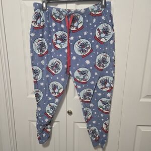 Women's Blue Pajama Pants with Snow Globe Print